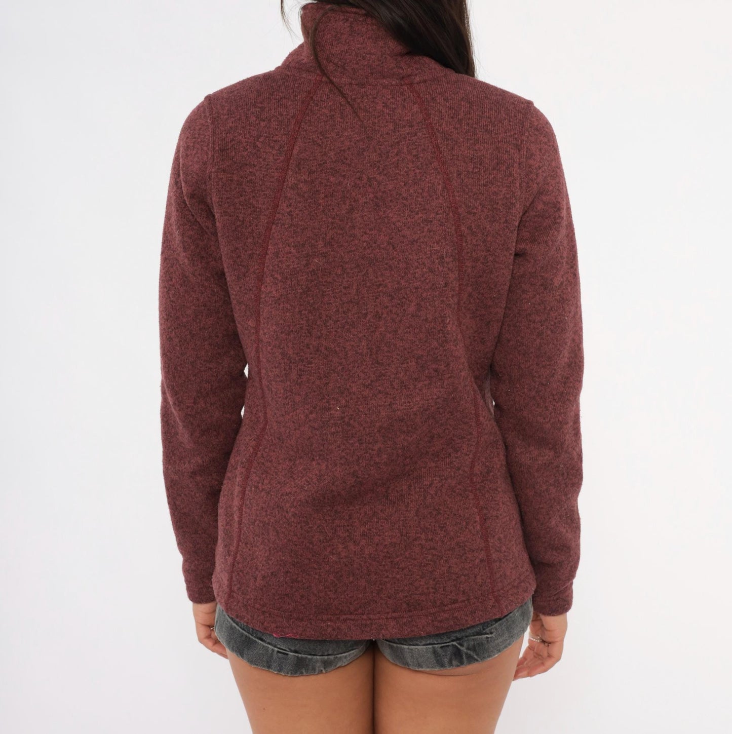2000s The North Face Burgundy Fleece Jacket Raglan Small Petite