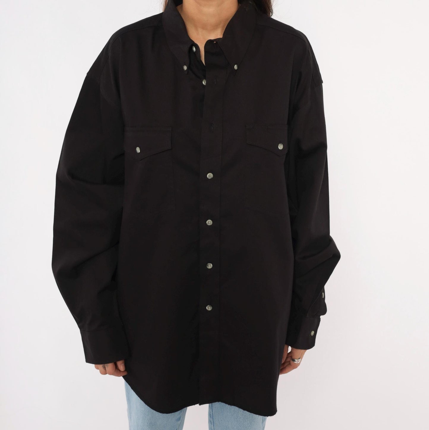 2000s Wrangler Black Western Shirt Cotton Snap Button XXL