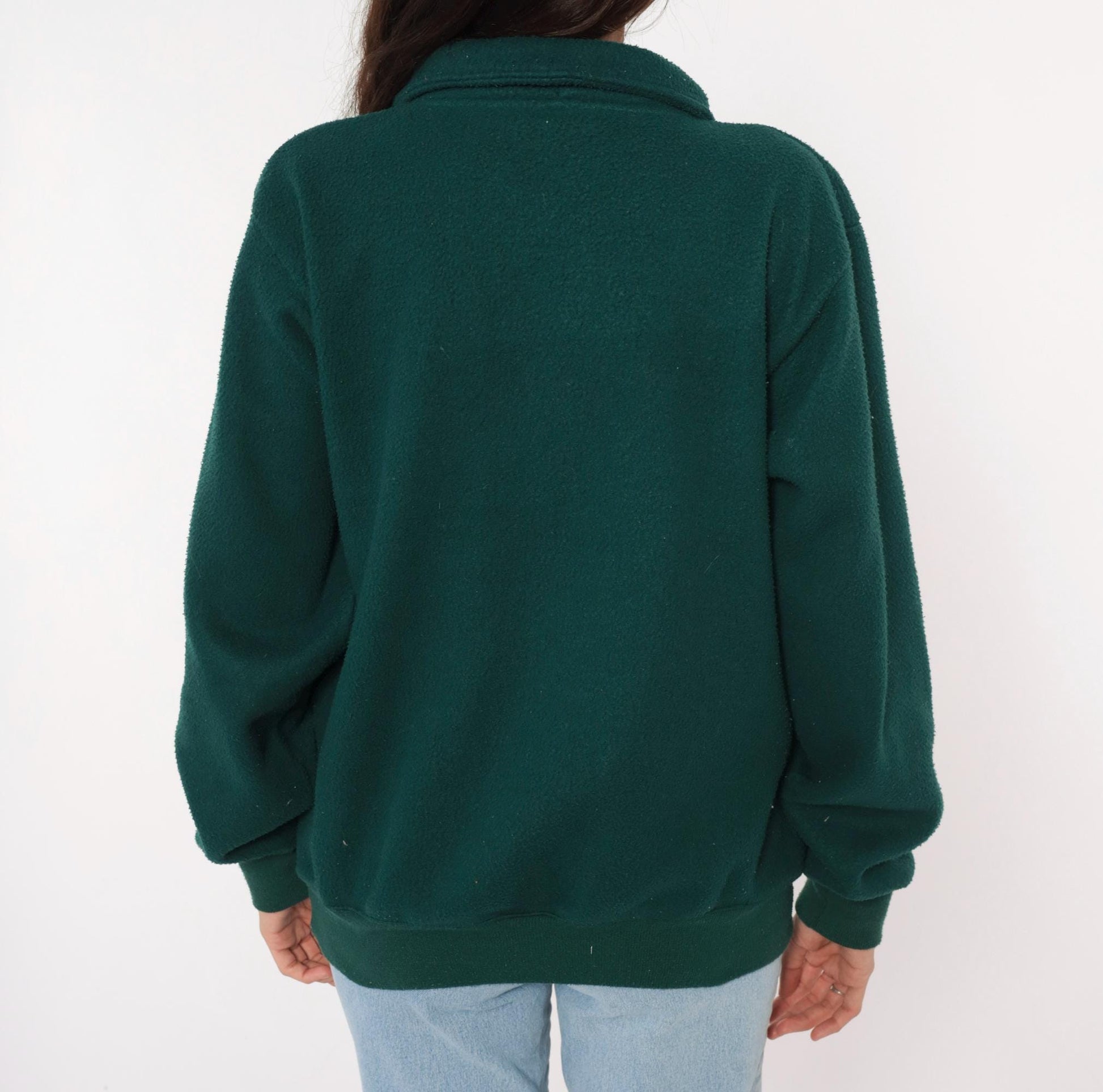 90s Mountain Gear Forest Green Quarter Zip Fleece Pullover Mens Medium