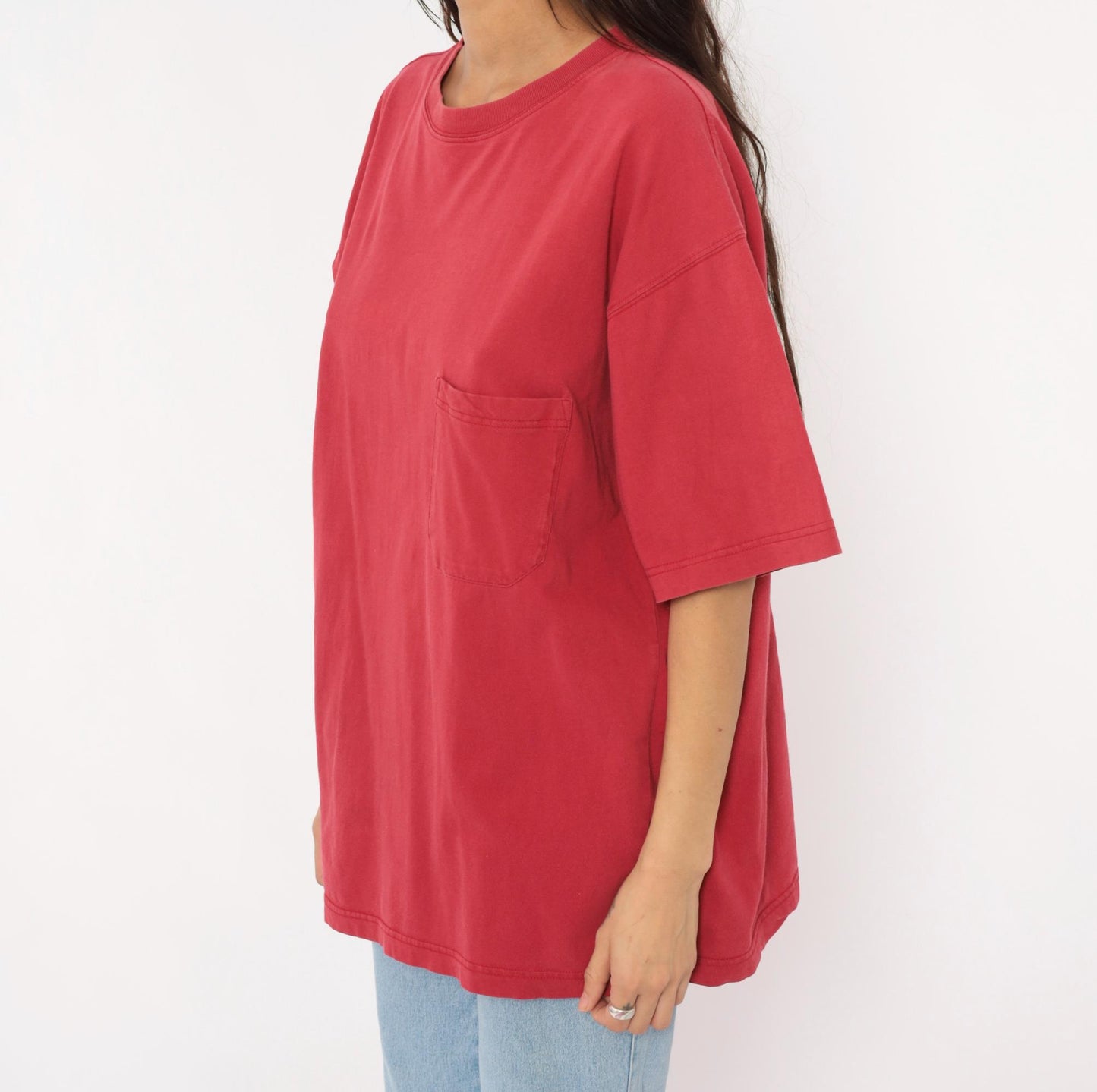 90s American Eagle Red Pocket Tee Cotton Crew Neck Large L