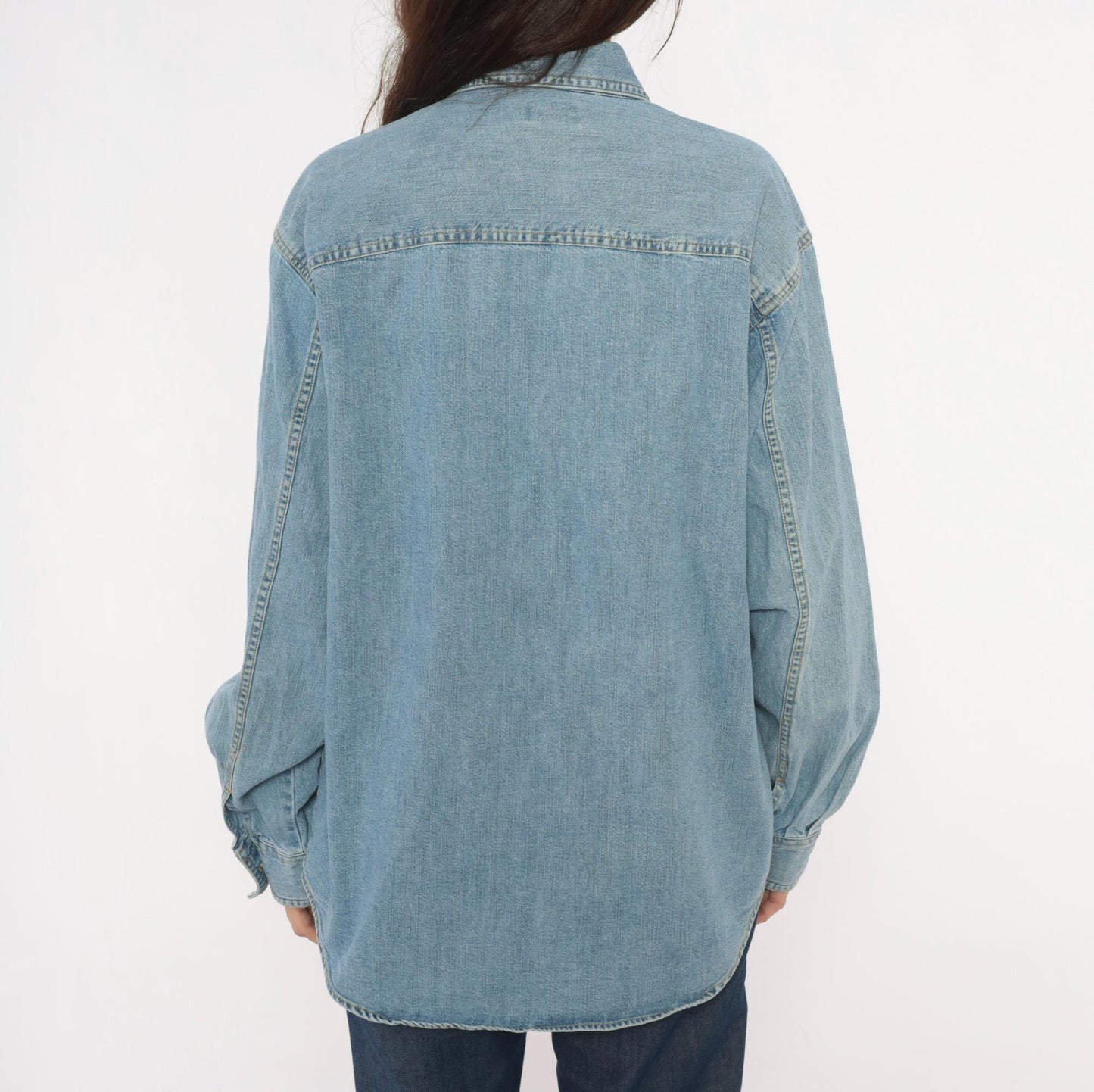 Levis Light Wash Denim Shirt Cotton Snap Button Small S