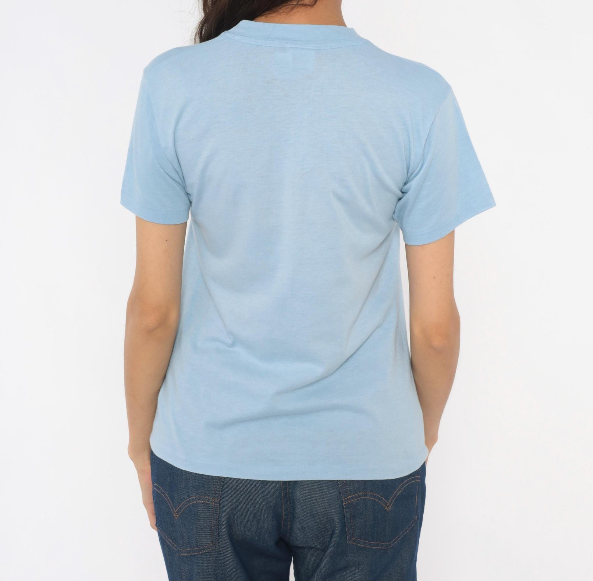 70s SIU Carbondale Volleyball Championship Graphic Tee Light Blue Small