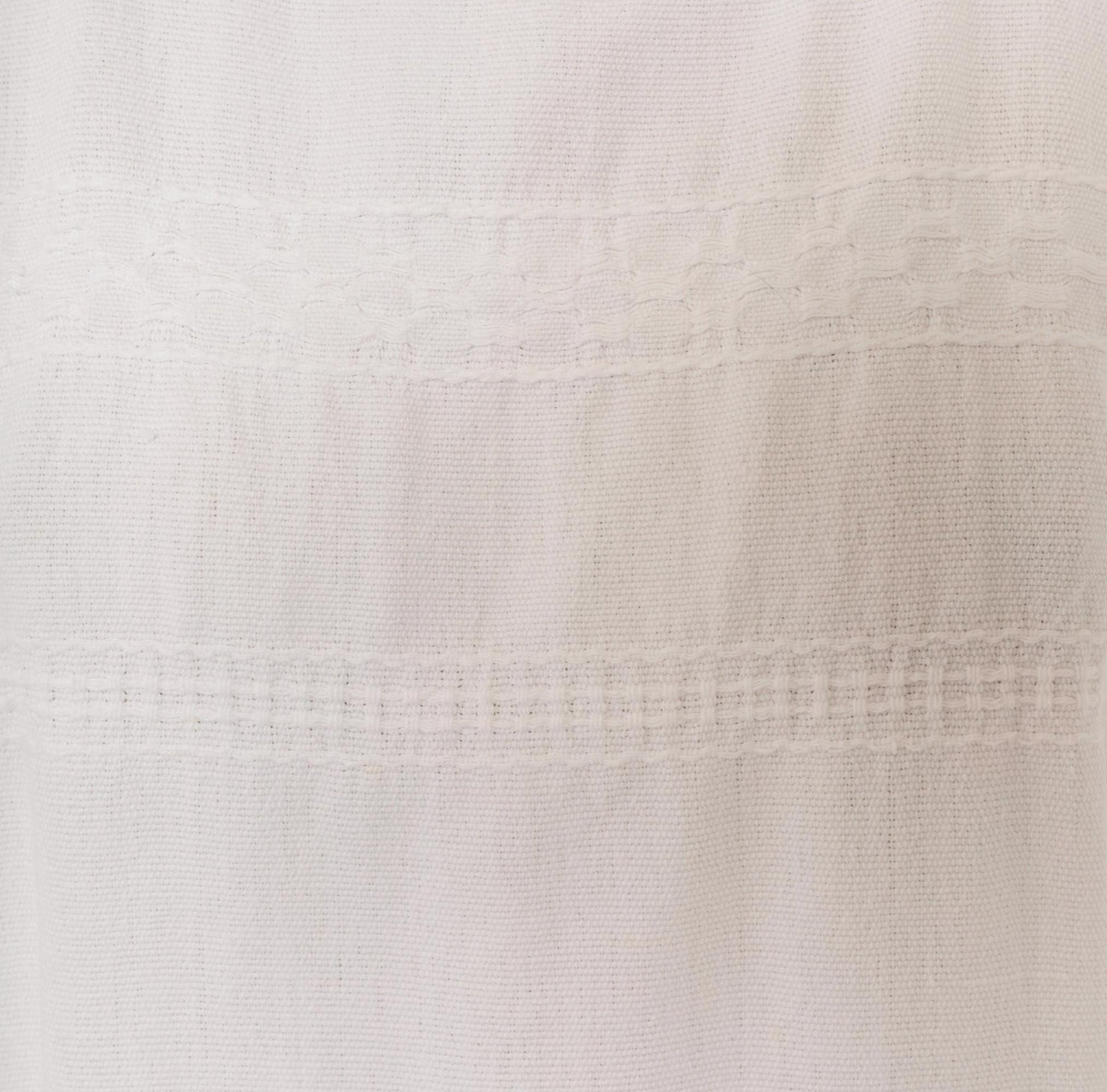 90s Buonarroti White Cotton Handwoven Shift Dress Fringe Hem Medium M
