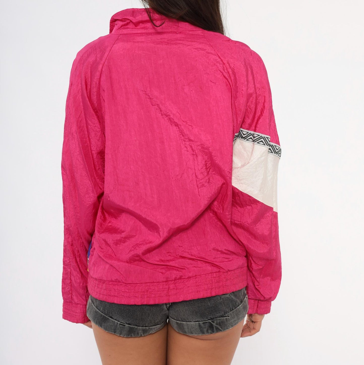 90s Longstreet Colorblock Windbreaker Hot Pink Purple Yellow Teal Small