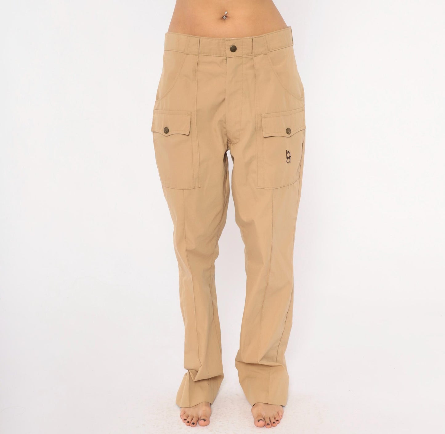 80s Bob Allen Cargo Pants Tan Cotton Straight Leg Low Rise Extra Large XL