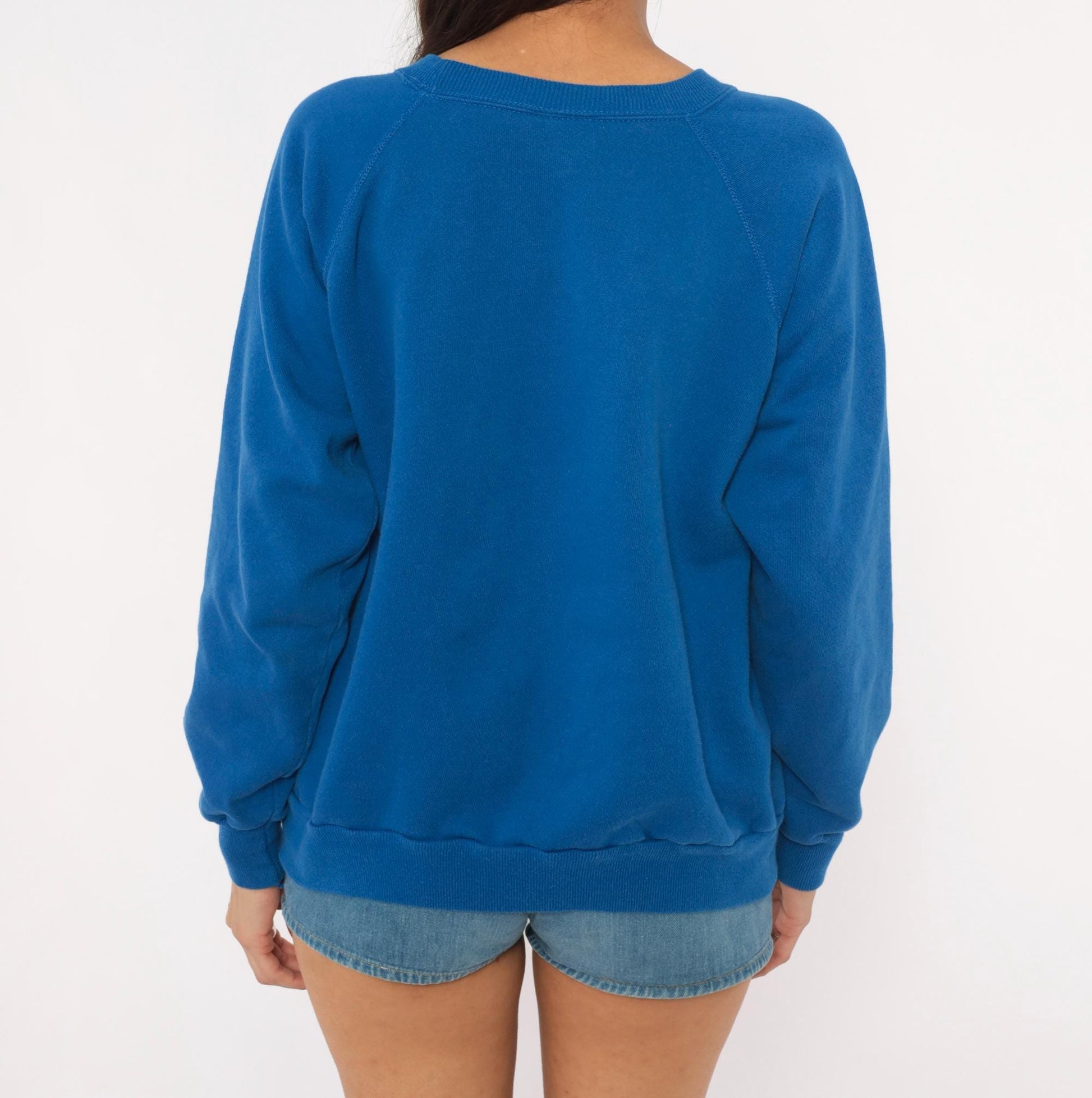 80s Pannill Cobalt Raglan Sweatshirt Crewneck Pullover Blue Large L