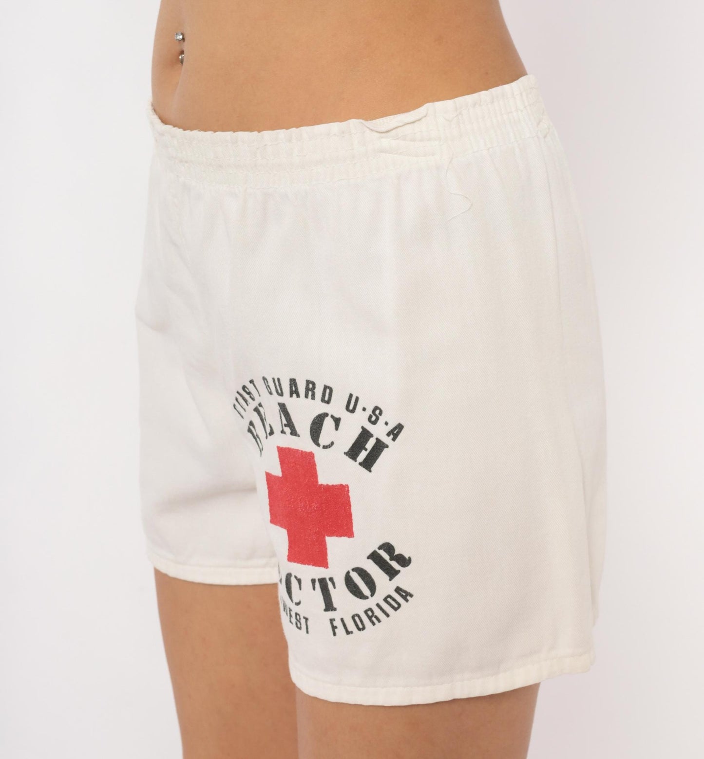 80s Beach Doctor Coast Guard Key West Cotton Shorts White Medium M