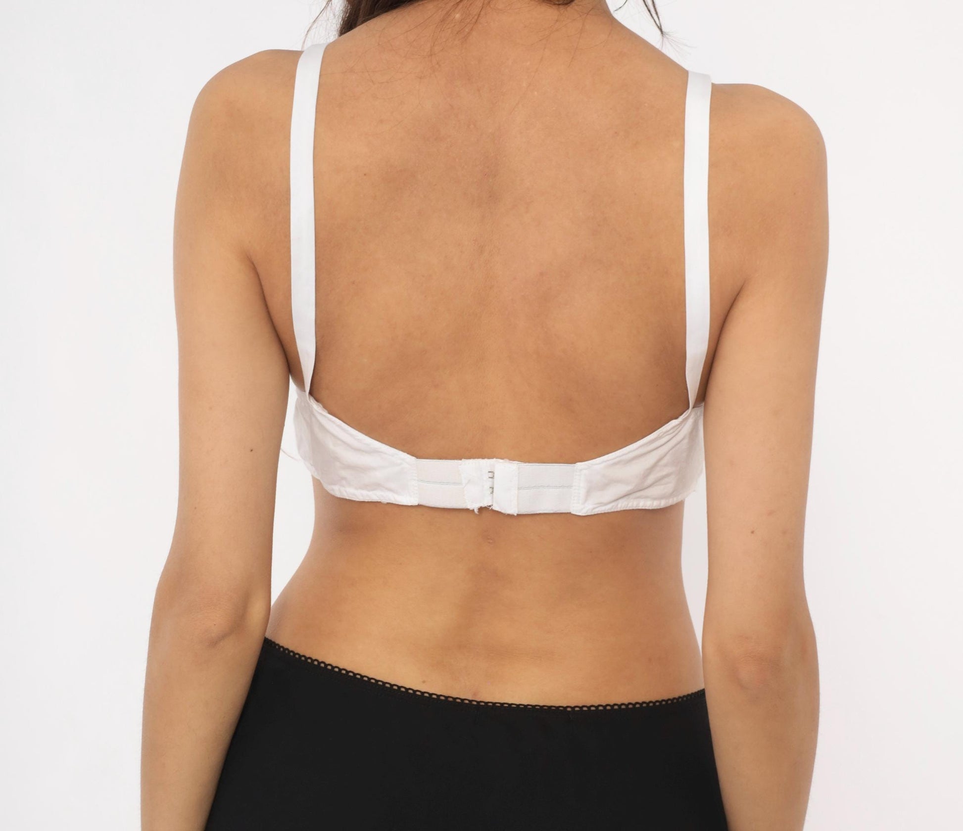 80s Anchors White Cotton Bra Pointed Cup Bullet Bra Medium