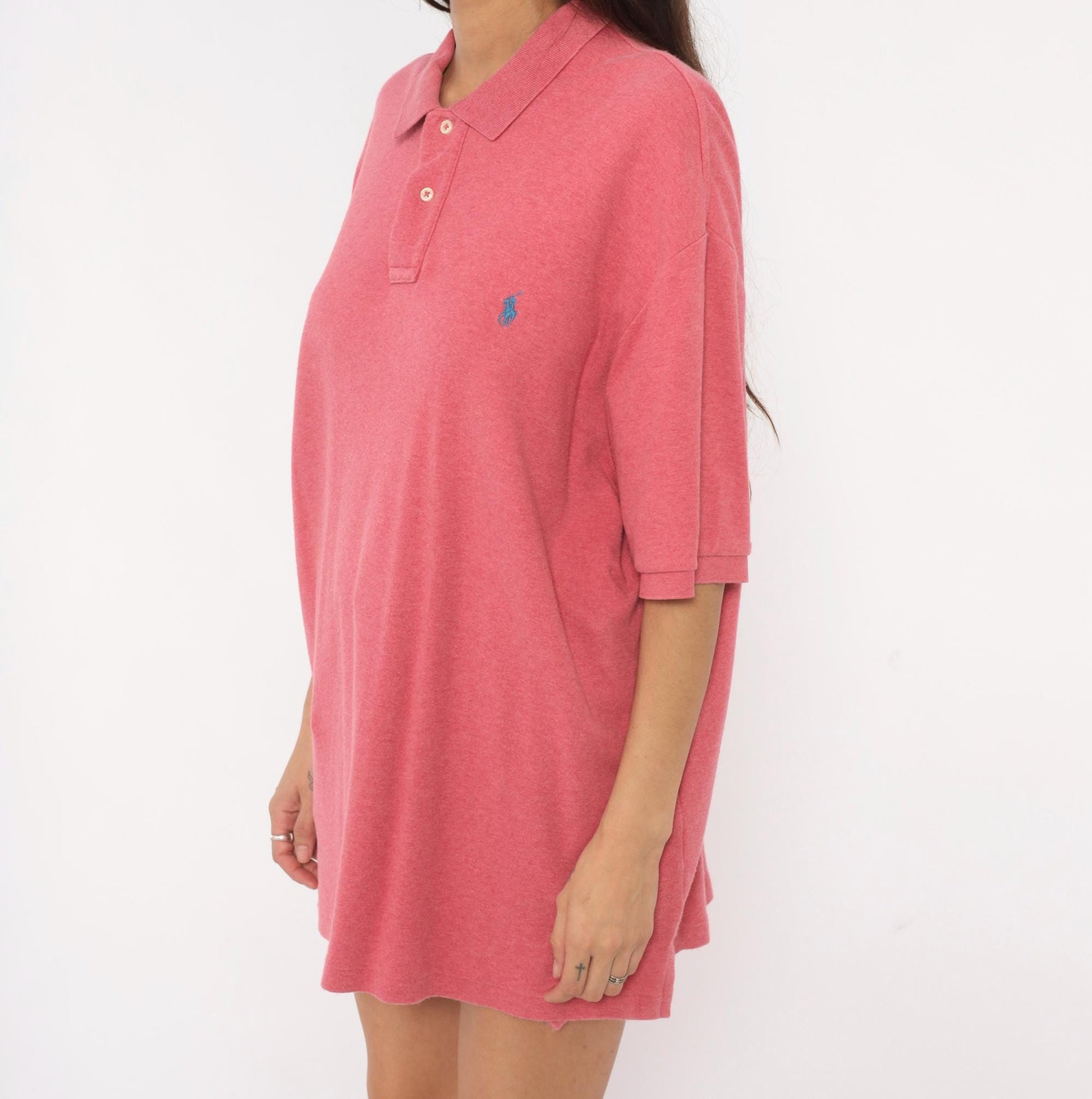 90s Polo Ralph Lauren Cotton Polo Shirt Heathered Rose Pink Extra Large XL