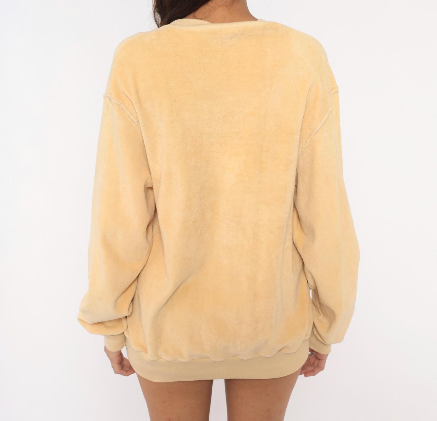 80s Admit One Velour Sweatshirt Cream Raglan V-Neck Extra Large XL