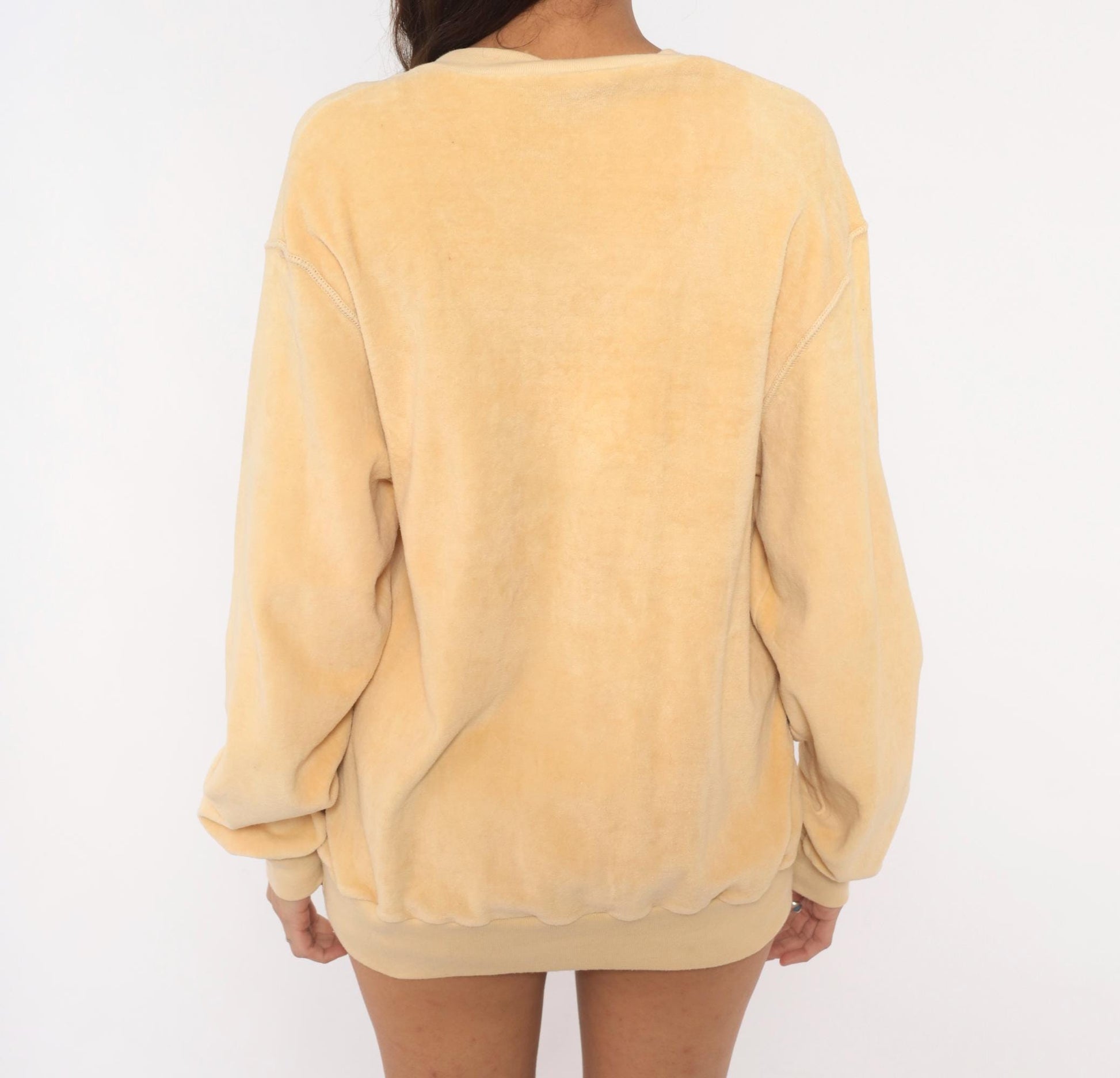 80s Admit One Velour Sweatshirt Cream Raglan V-Neck Extra Large XL