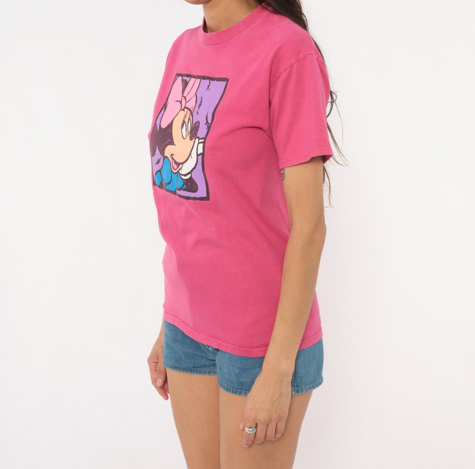 90s Minnie Mouse Disney Store Graphic Tee Pink Cotton Extra Small XS