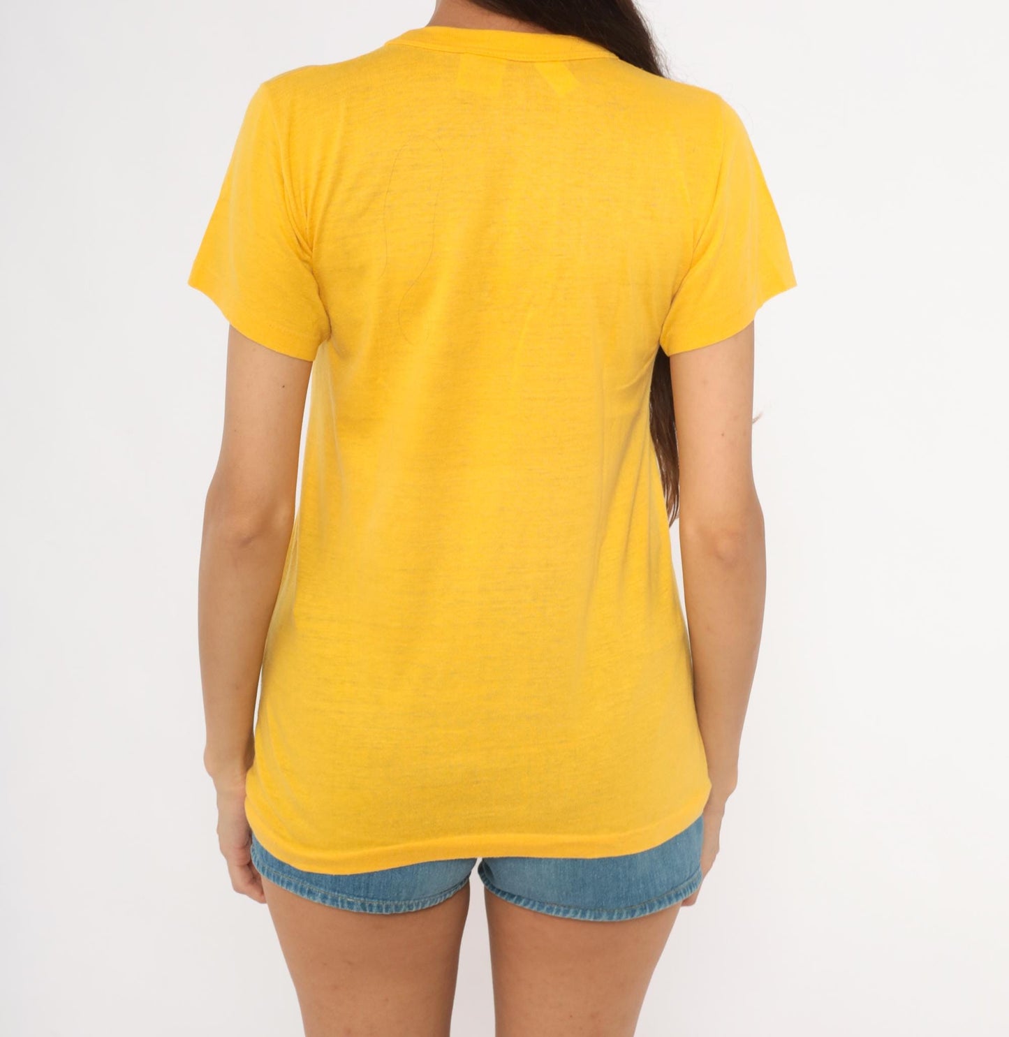 80s Poltermann Glitter Dog Graphic Tee Yellow Cotton Novelty Small