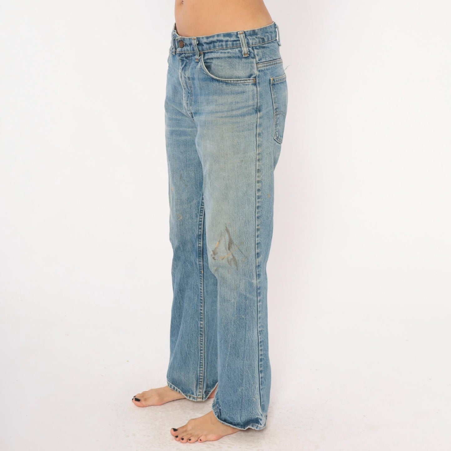 Y2K Levi's Orange Tab Flare Jeans Light Blue Distressed Low Rise 34x31