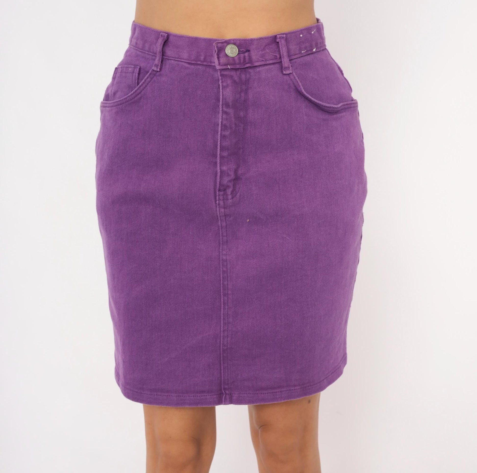 90s Jordache Purple Denim Knee Skirt High Waist Pencil Jean Small S