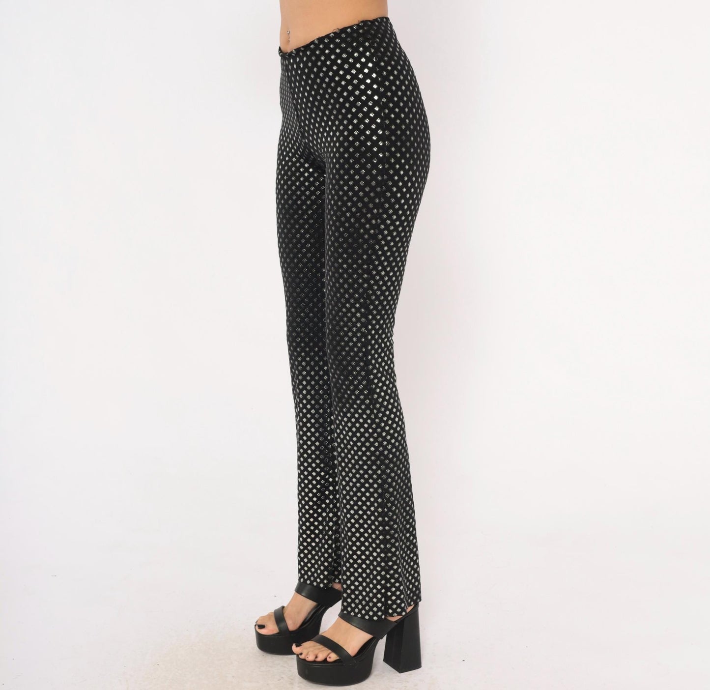 90s Je Taime Black Sequin Straight Leg Pants Low Rise Small