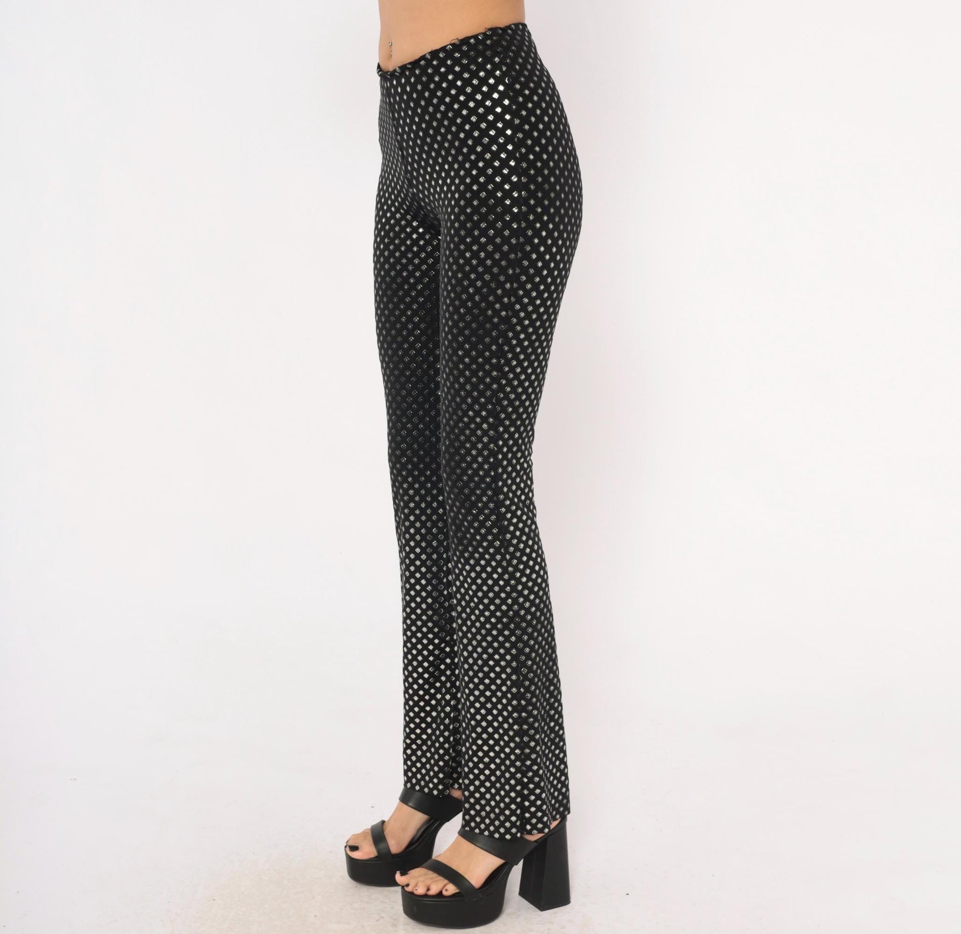 90s Je Taime Black Sequin Straight Leg Pants Low Rise Small