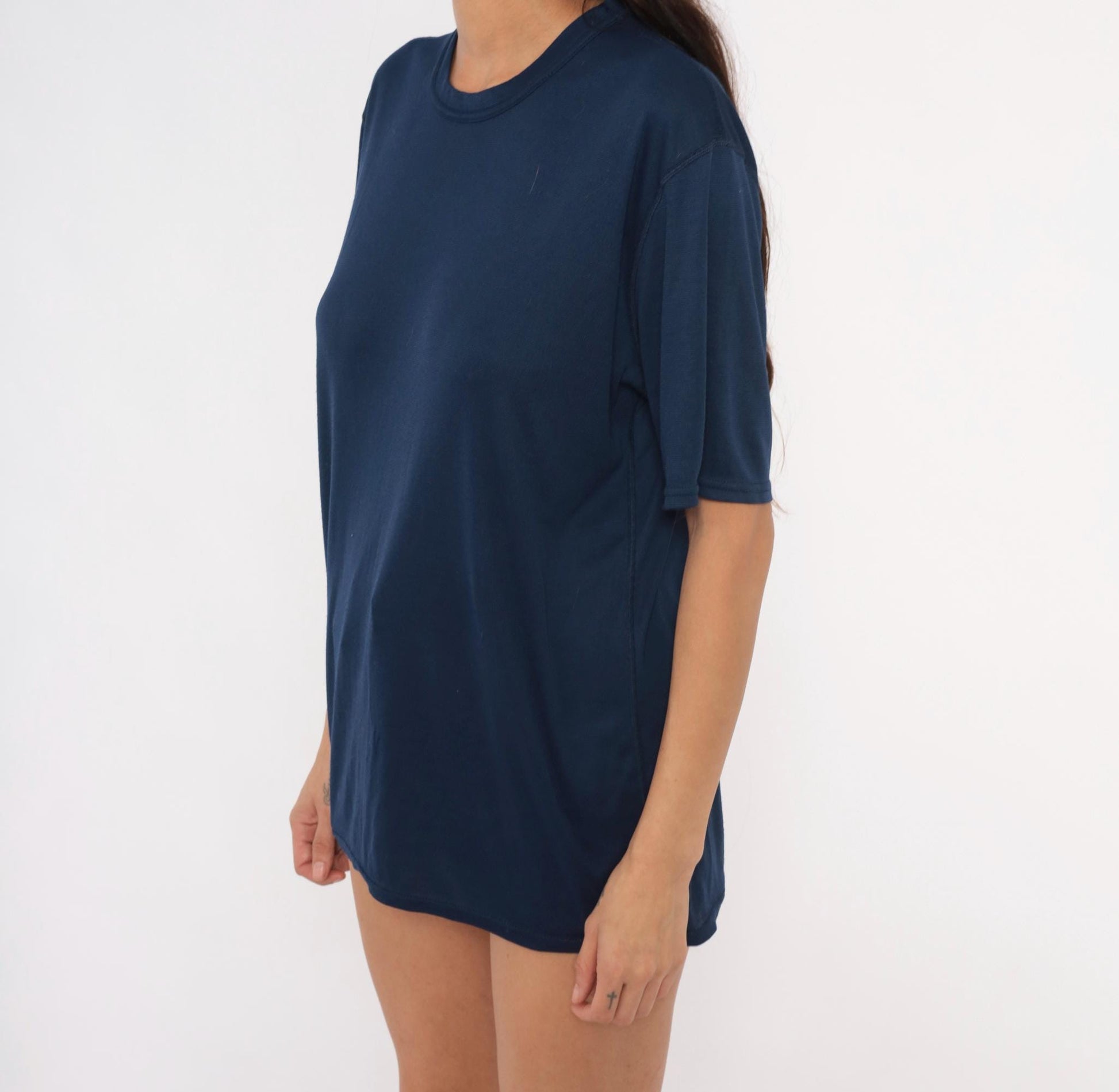 Y2K Patagonia Navy Crew Neck Tee Short Sleeve Solid Plain Large L