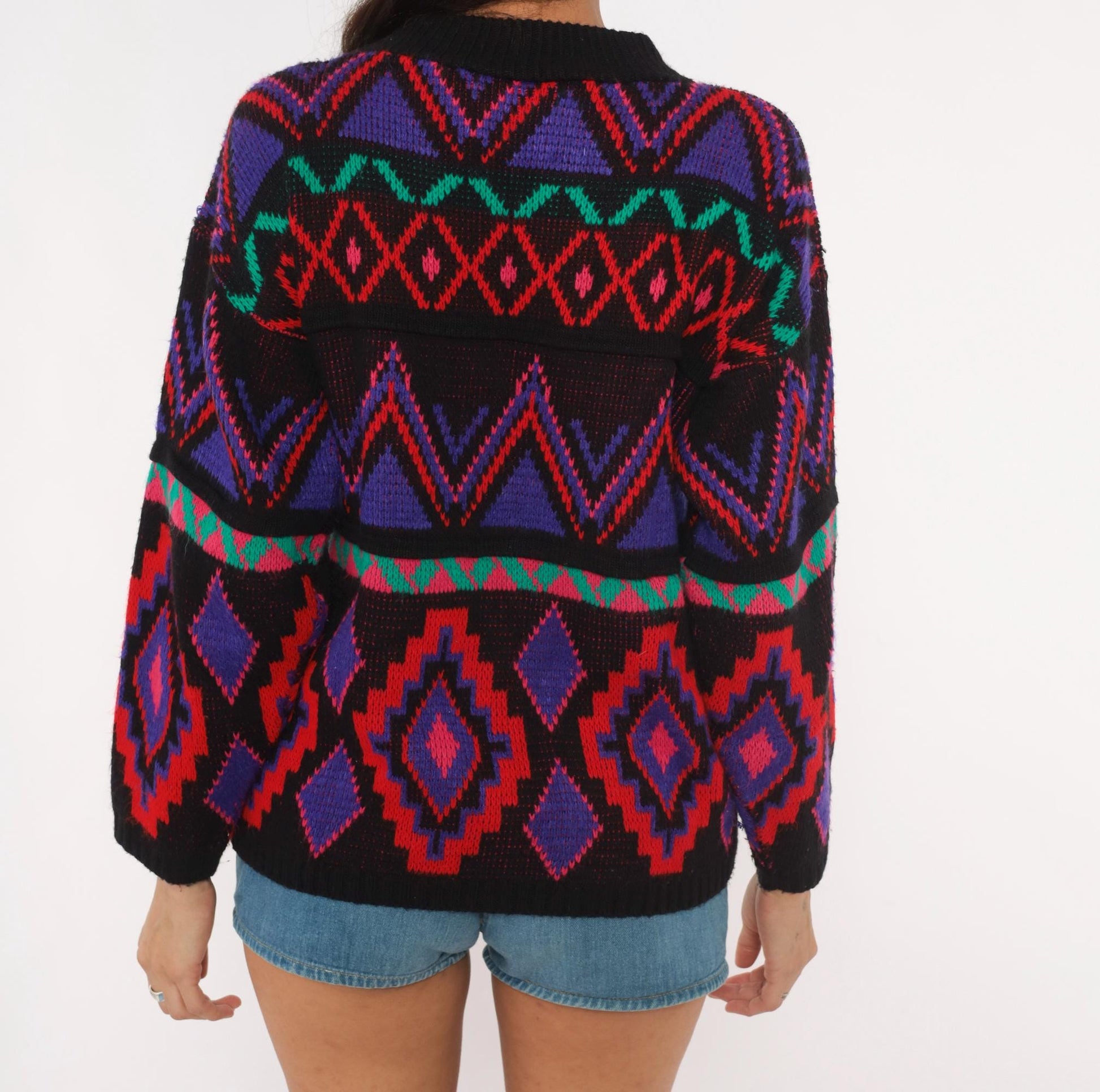90s Croquet Club Southwestern Geometric Knit Pullover Small S