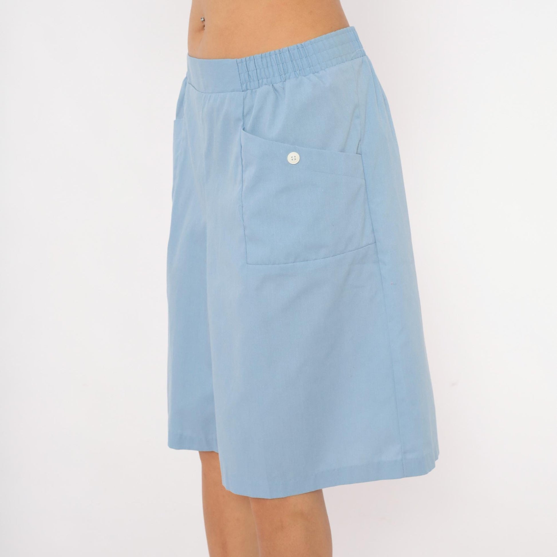 80s Haband Sky Blue Culottes Wide Leg Shorts Palazzo Pants Extra Large XL