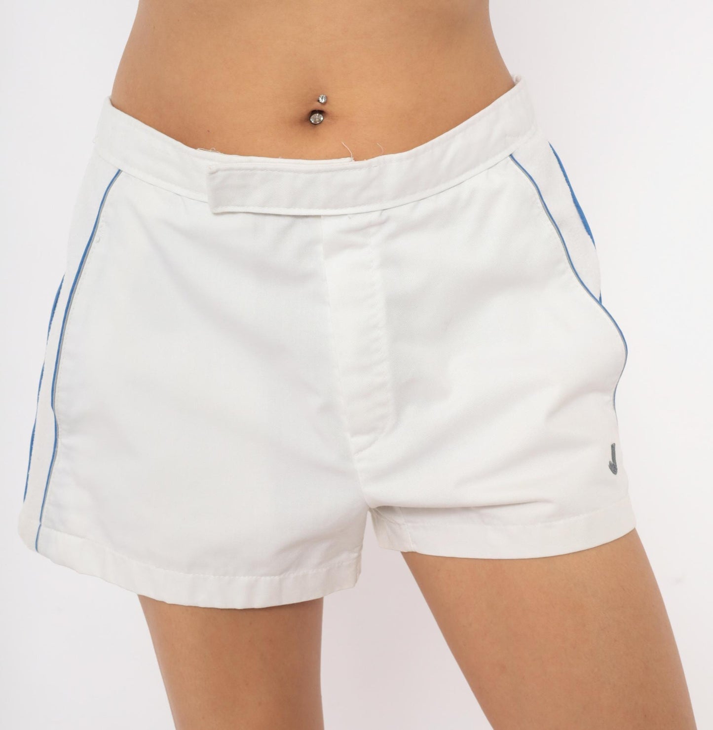 80s Jantzen Tennis Shorts White Cobalt Piping Athletic Medium