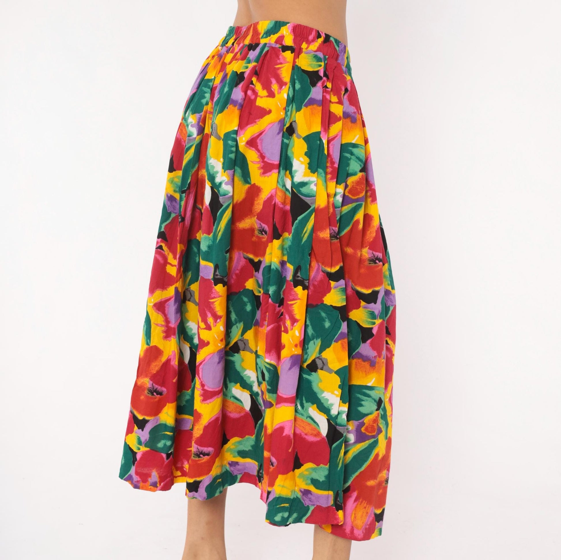 90s Success Dress Watercolor Floral Midi Skirt Multicolor Black Medium