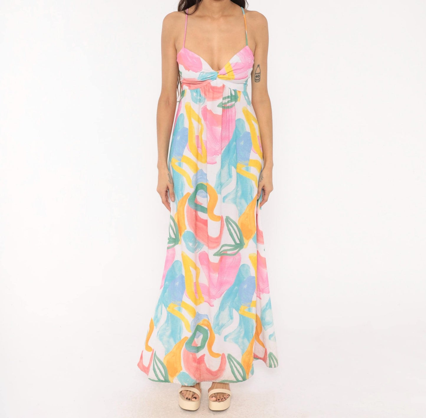 2000s Show Me Your Mumu Abstract Brushstroke Maxi Dress Spaghetti Strap Small