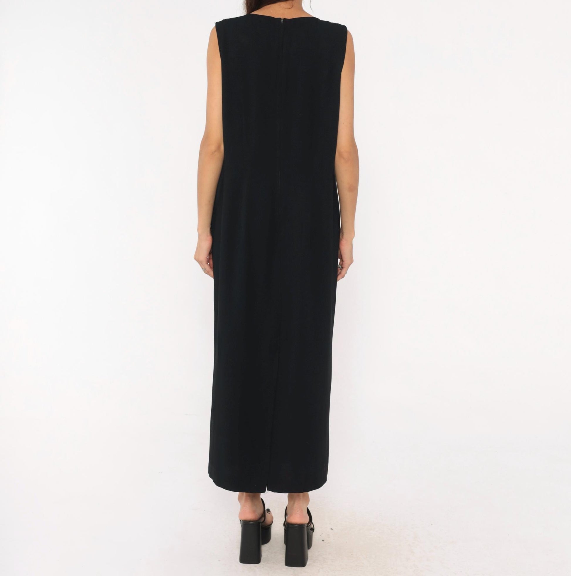 90s R&M Richards Black Sequin Lace Maxi Dress Plus Size 1X