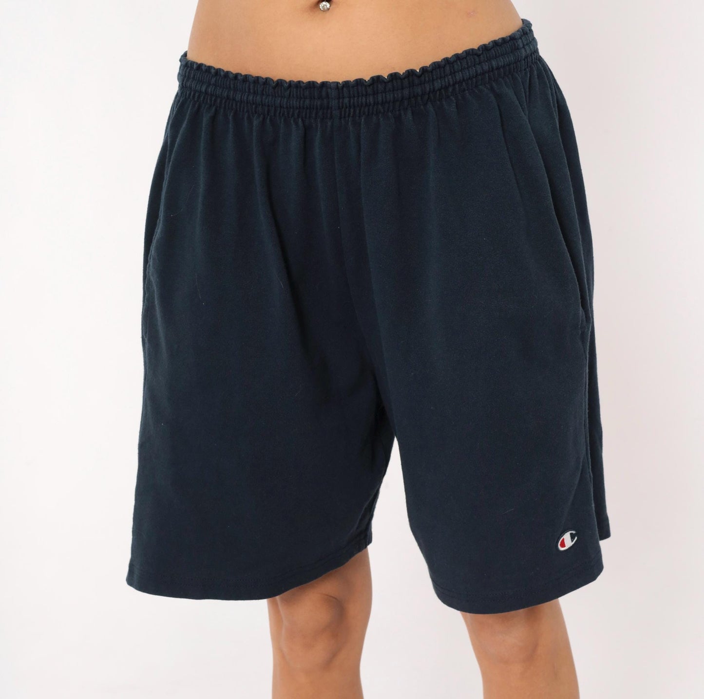 90s Champion Navy Athletic Shorts Elastic Waist Mens Small