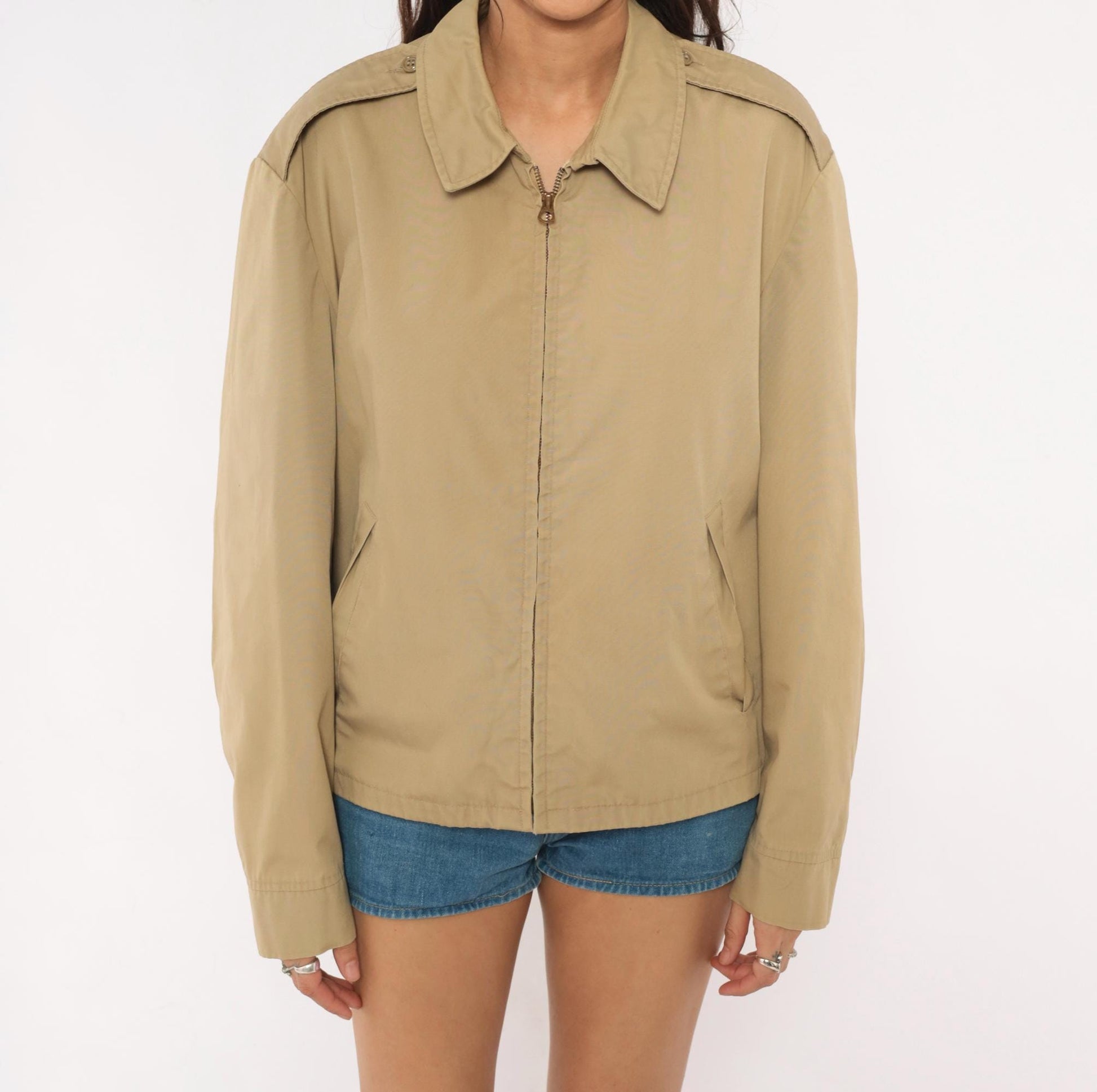 60s Ceiling Zero Blauer Harrington Jacket Tan Windbreaker Epaulette Extra Large