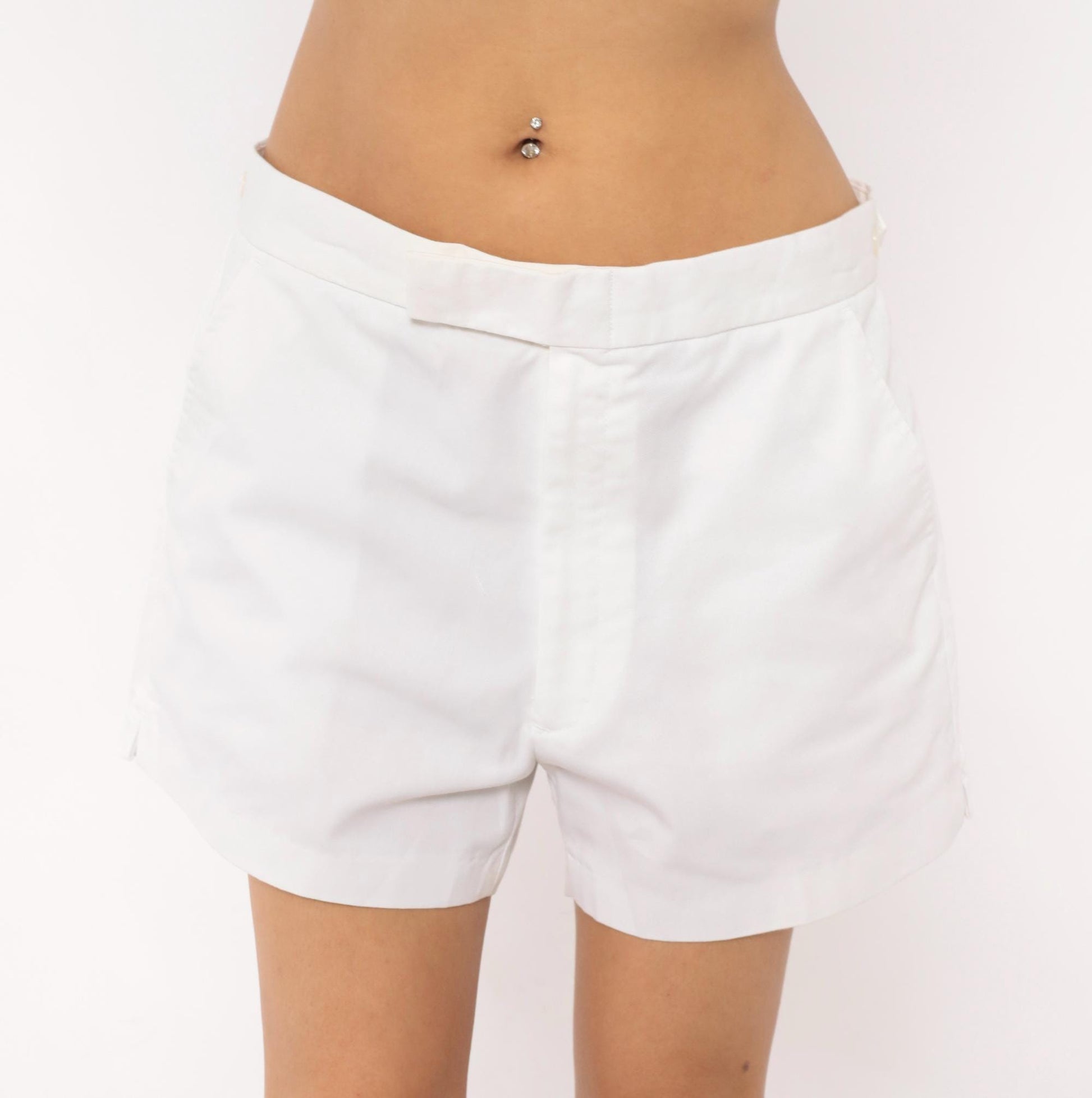 80s Herman's White Tennis Shorts Low Rise Cotton Blend Medium