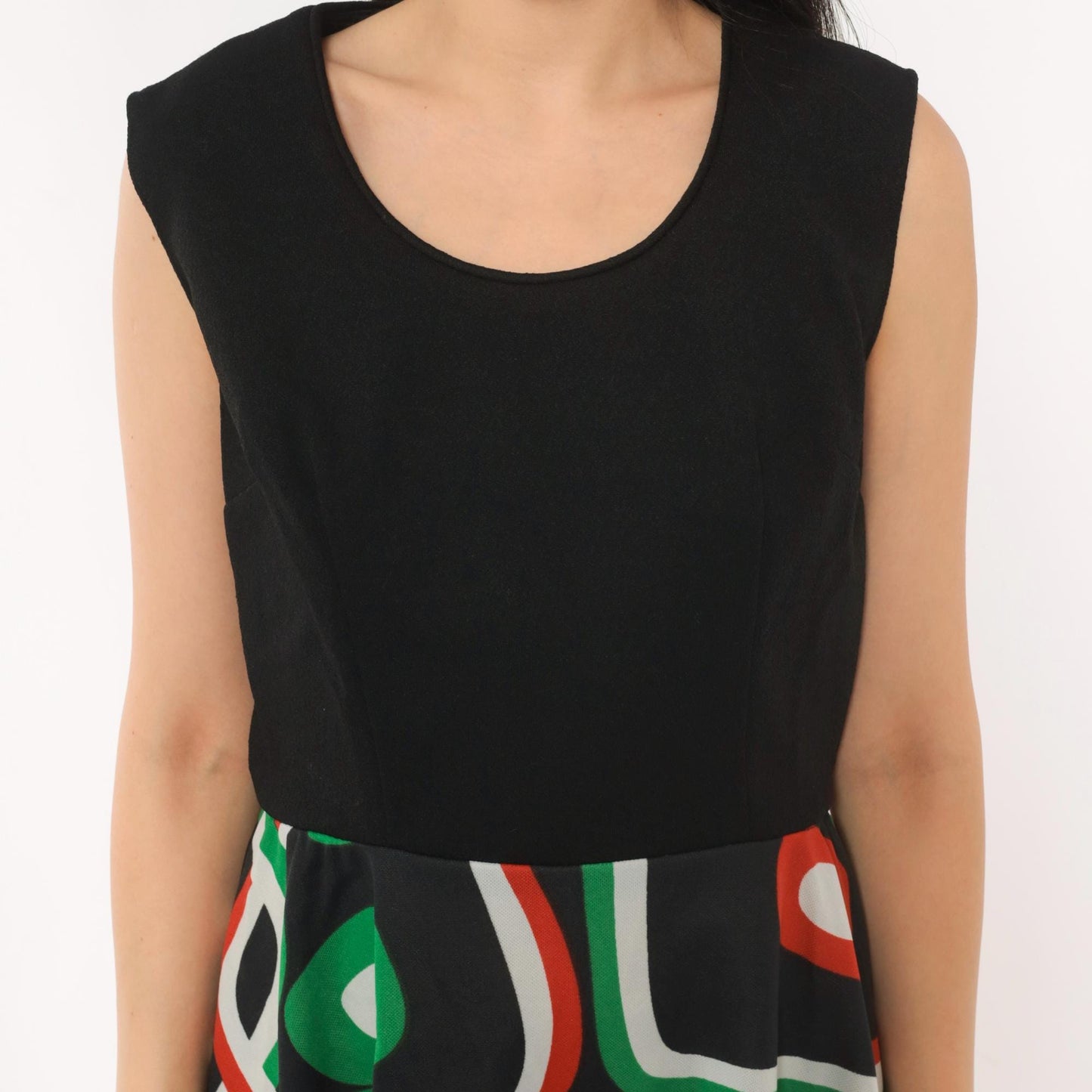 70s Parfait Originals Mini Dress Black Geometric Print A-Line Small S