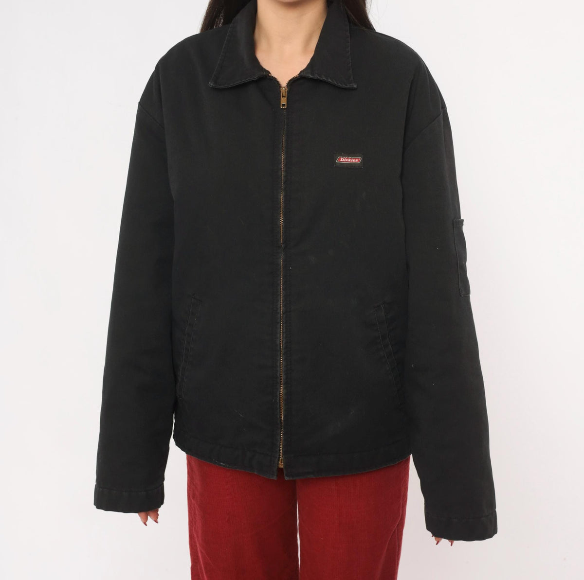 2000s Dickies Black Zip Work Jacket Canvas Utility Eisenhower Medium M