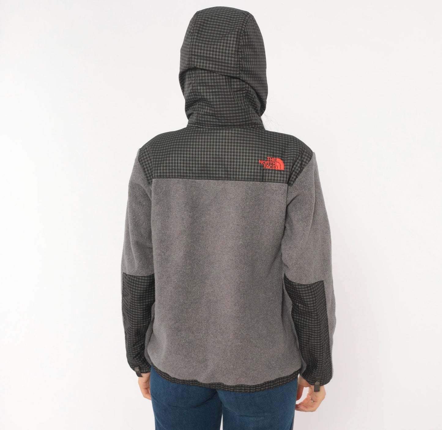 The North Face Denali Hooded Fleece Jacket Grey Nylon 2000s Medium