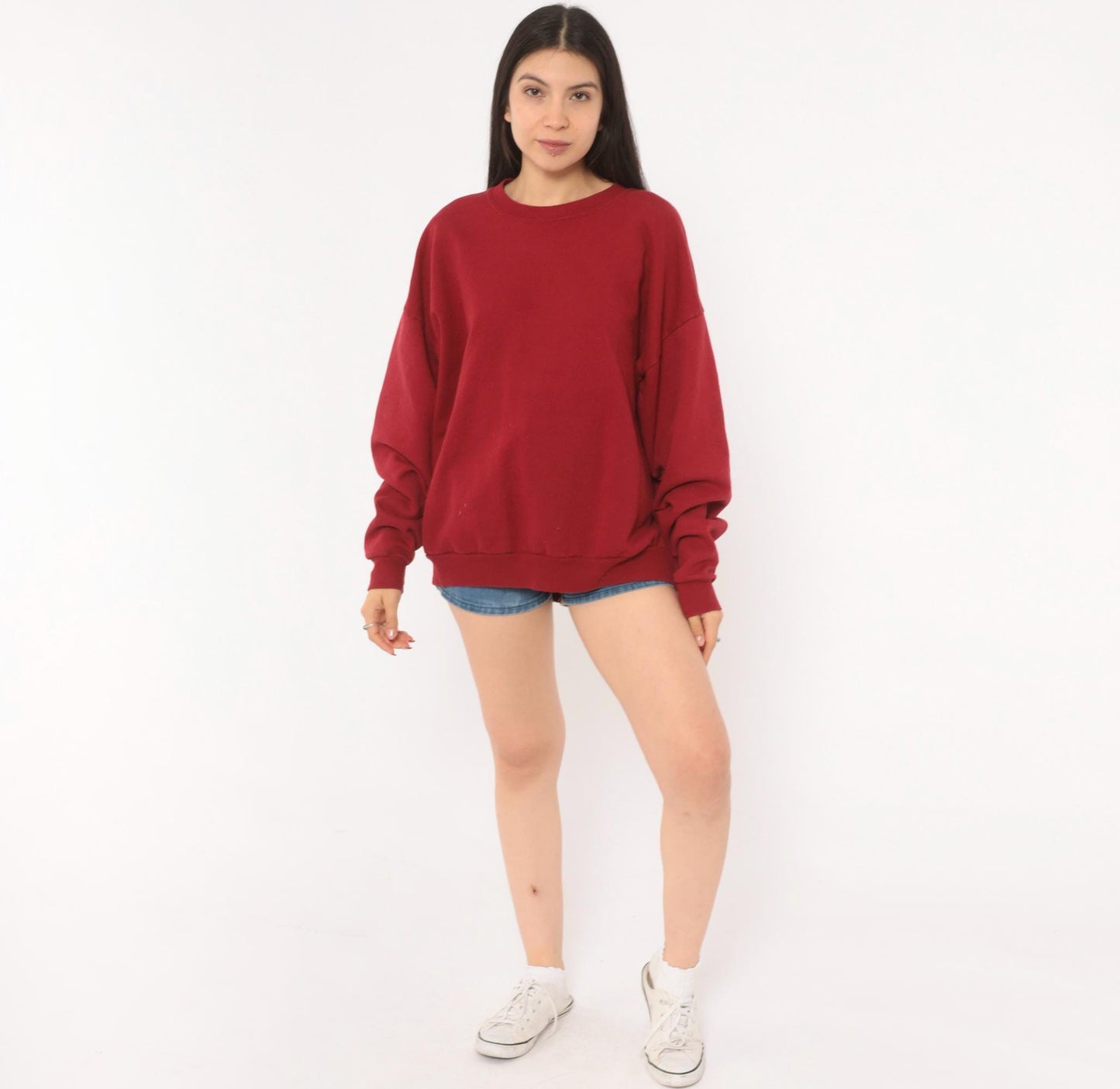 90s Jerzees Burgundy Crewneck Sweatshirt Cotton Blend Extra Large XL