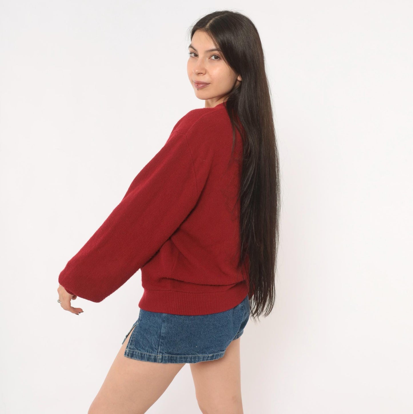 80s Arnold Palmer Burgundy Cardigan V-Neck Button Front Knit Medium