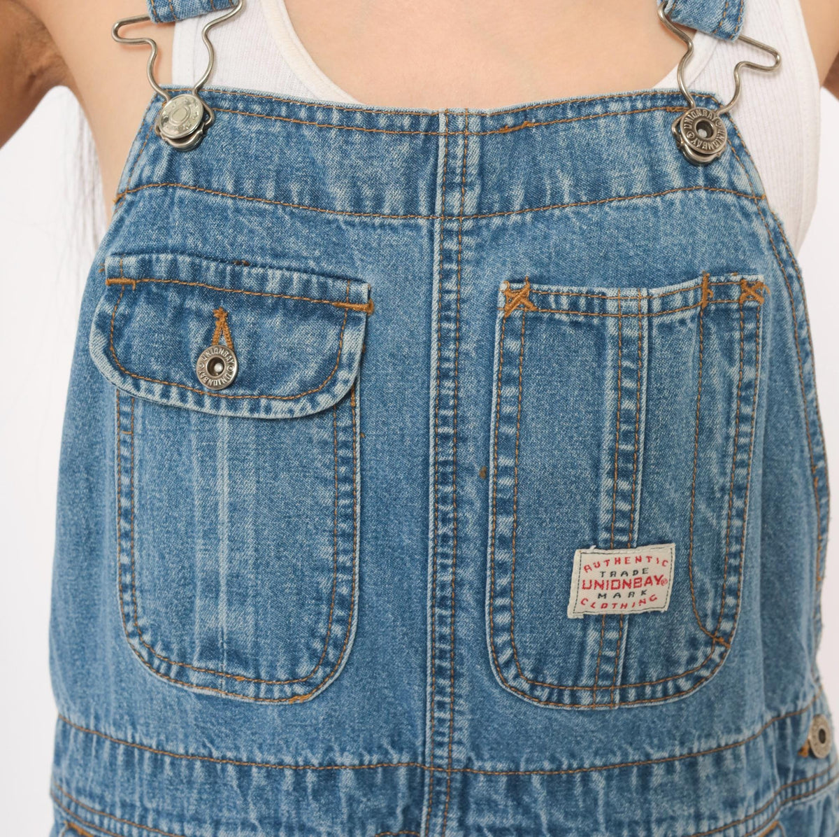90s Unionbay Denim Overalls Medium Blue Cargo Bib Dungarees