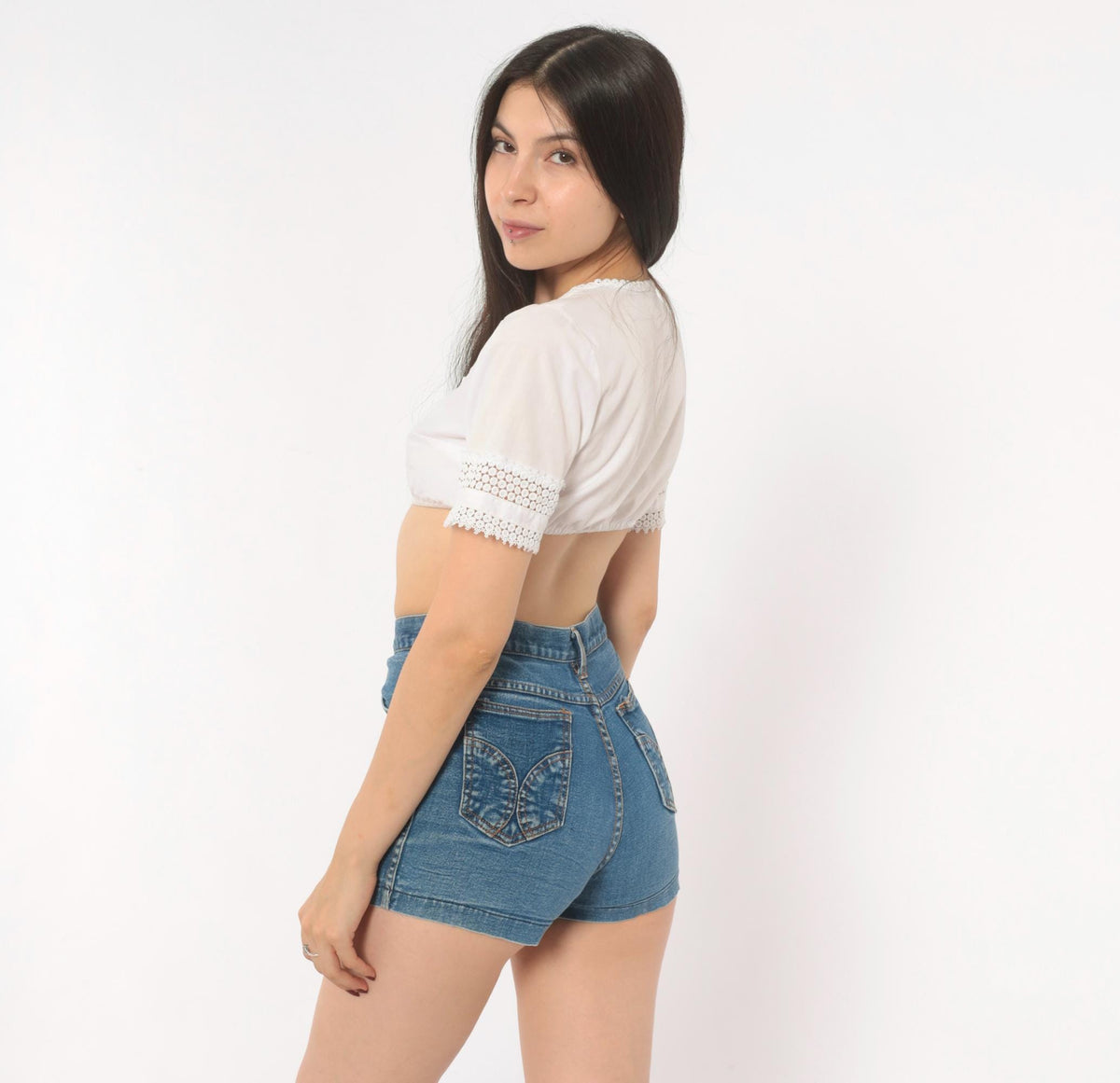 80s Tommy's High Waisted Denim Shorts Blue Mini XS