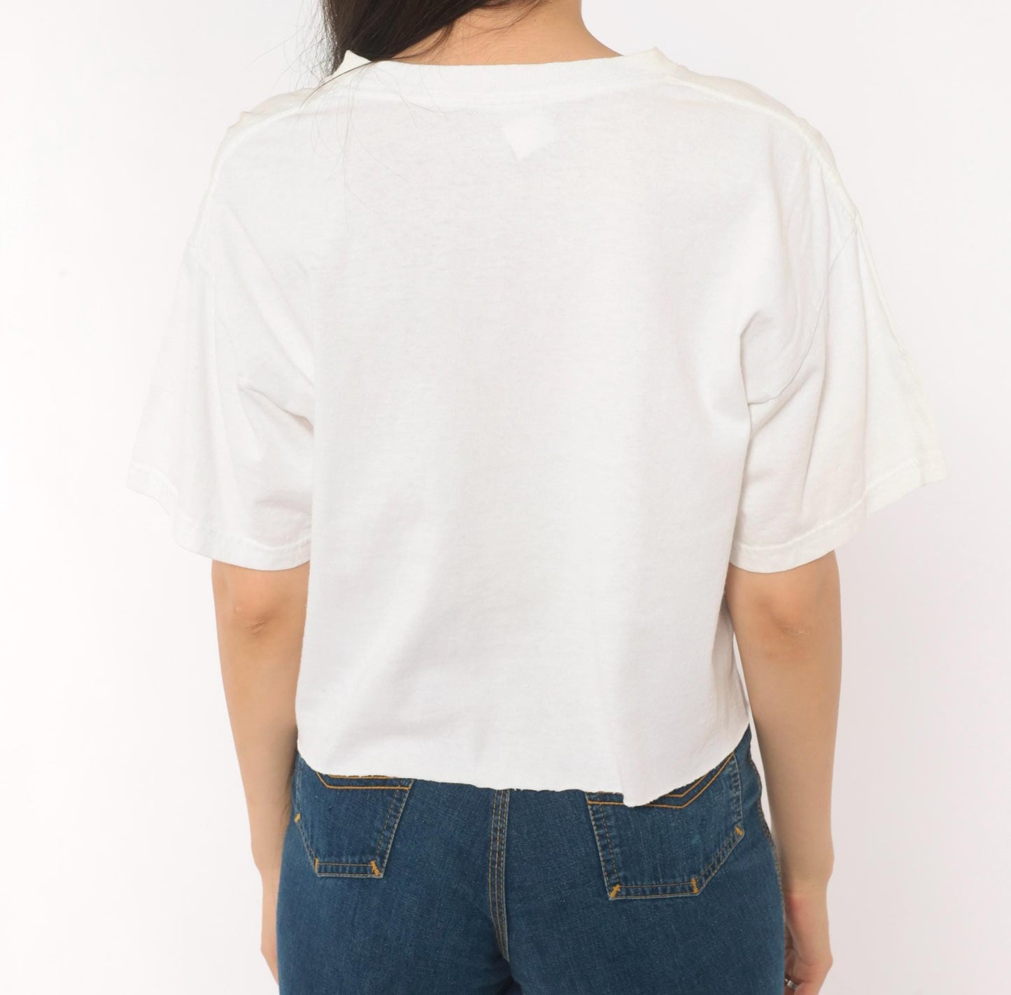 2000s Delta Crop Tee Los Angeles Skyline Hearts White Small