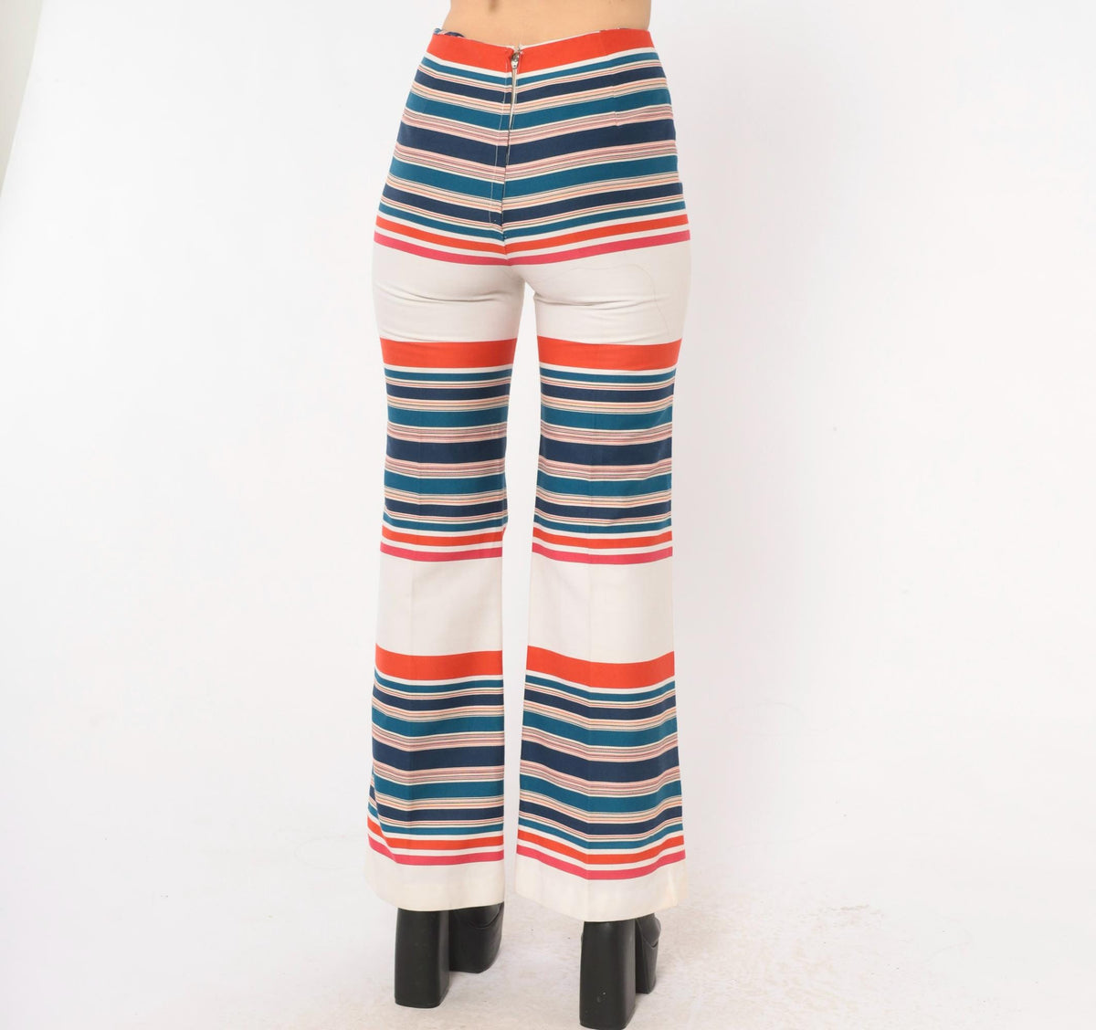 70s A.Stopper Sport Striped Flare Pants High Waist Bell Bottom Small S