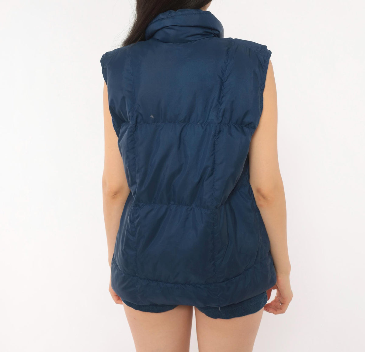 80s Sierra Designs Navy Puffer Vest Snap Front Down Quilted Large L