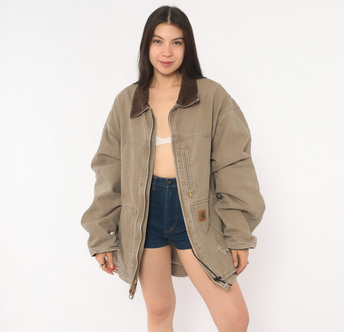 2000s Carhartt Duck Canvas Chore Coat Tan Brown Lined XXL
