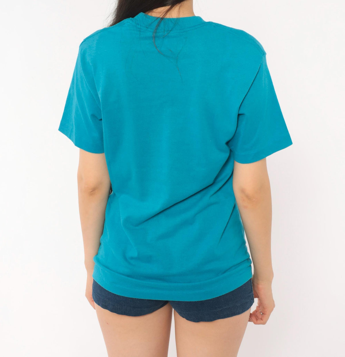 80s Chemise D'Sol Ocean Avenue Beach Club Teal Graphic Tee Palm Tree Sunset Small