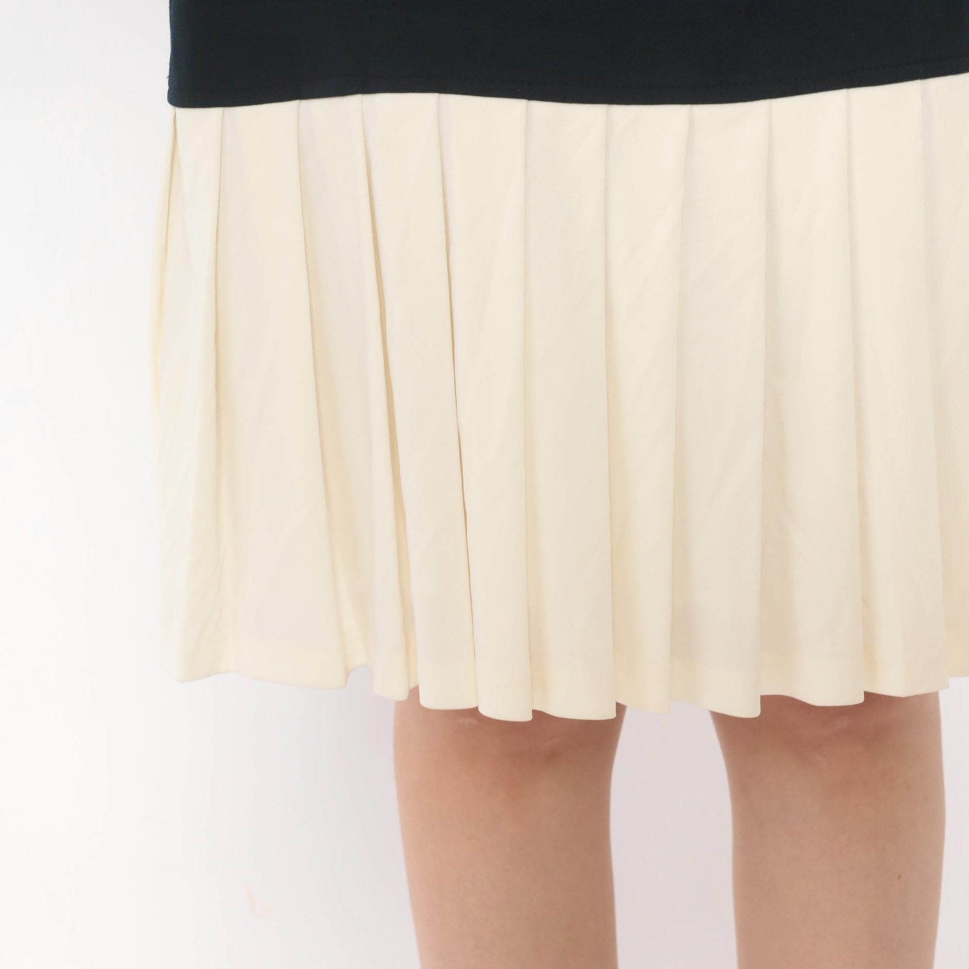 90s Robbie Bee Drop Waist Dress Navy Cream Pleated Colorblock Small
