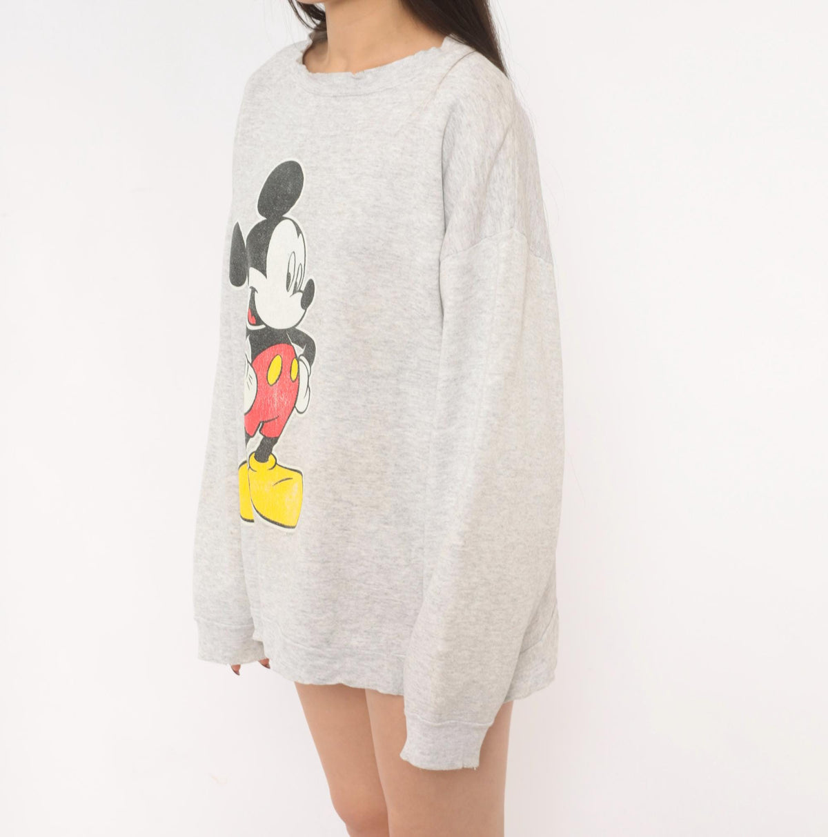 90s Mickey Mouse Sweatshirt Grey Heather Graphic Crewneck Cotton Extra Large XL