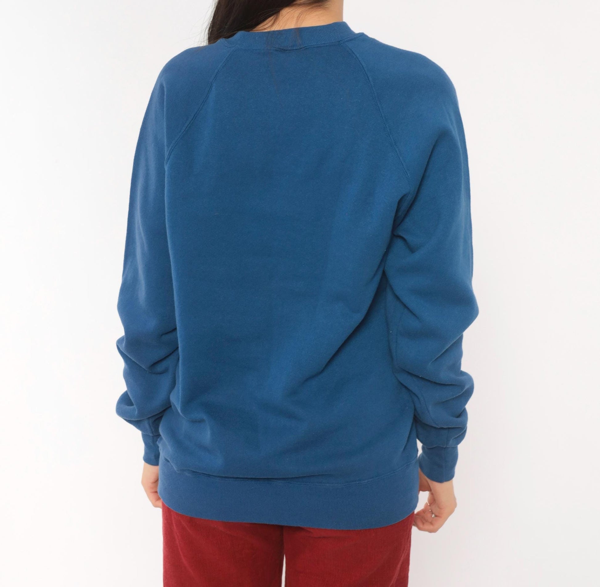 90s Jerzees Zebra Giraffe Balloon Sweatshirt Blue Raglan Applique Cotton Large