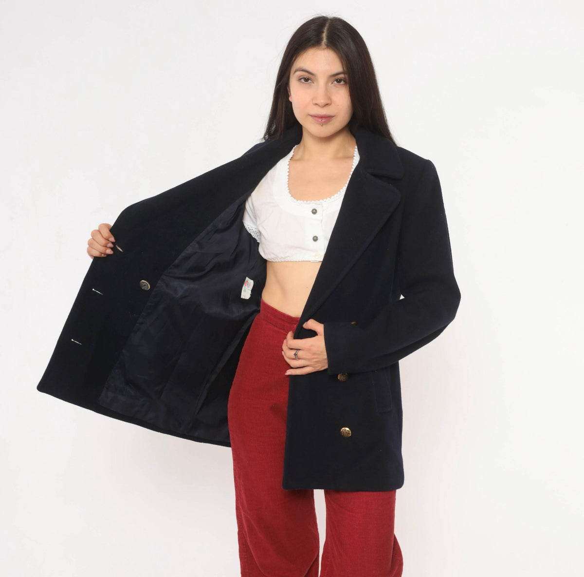 Mackintosh Navy Wool Peacoat Gold Button Double Breasted Jacket Medium M