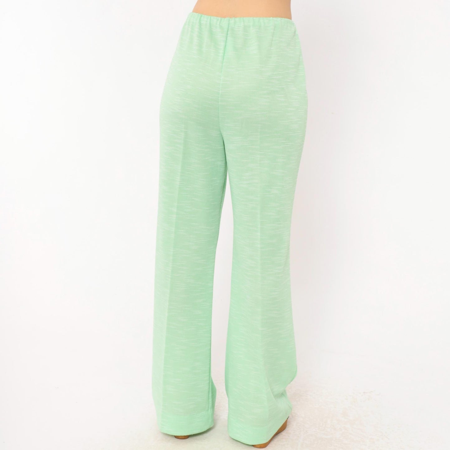 70s Mint Green Flare Pants High Rise Bell Bottom Wide Leg Medium Large