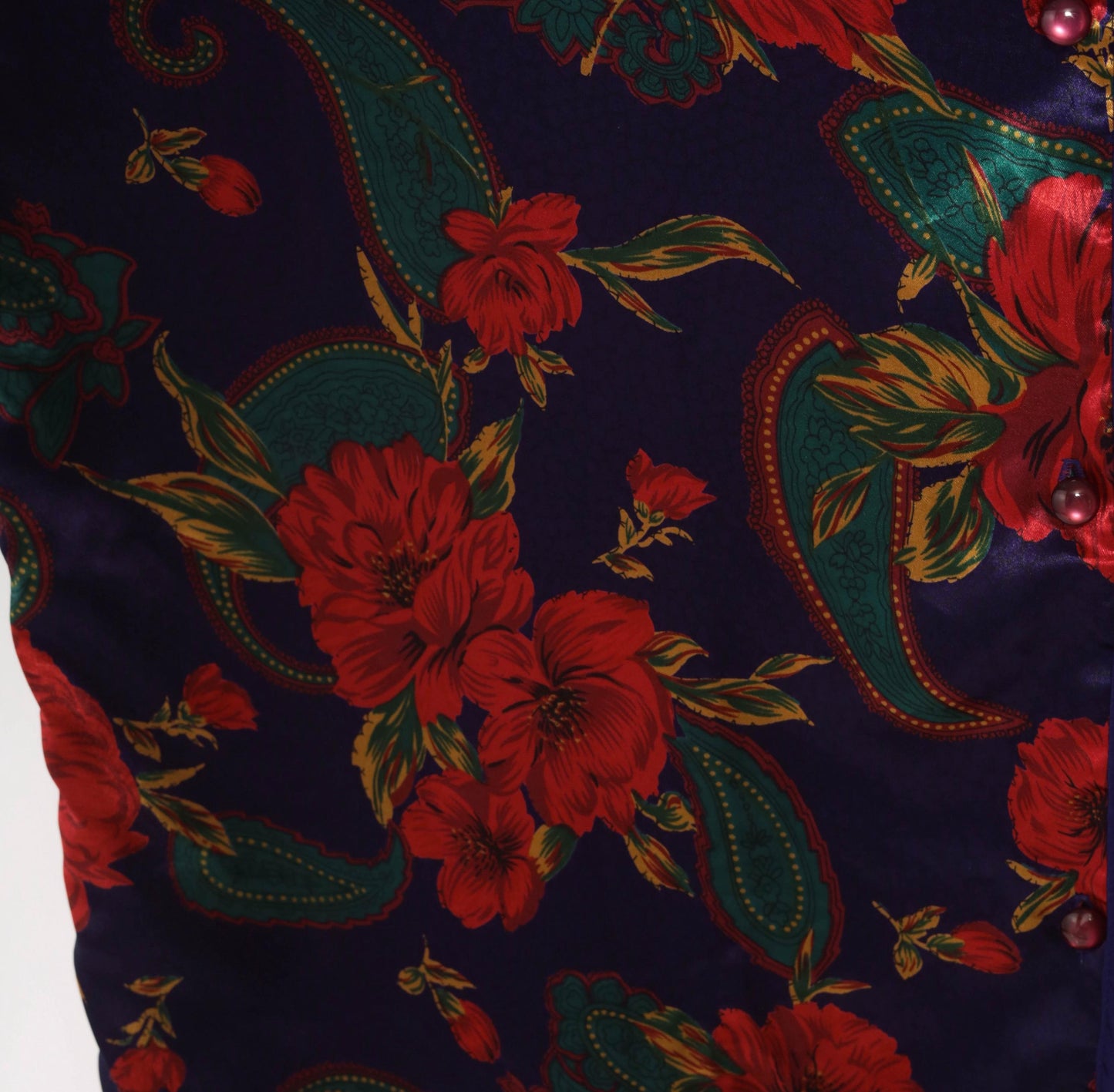 90s Satin and Beaux Floral Paisley Nightshirt Purple Red Teal Knee-Length Small