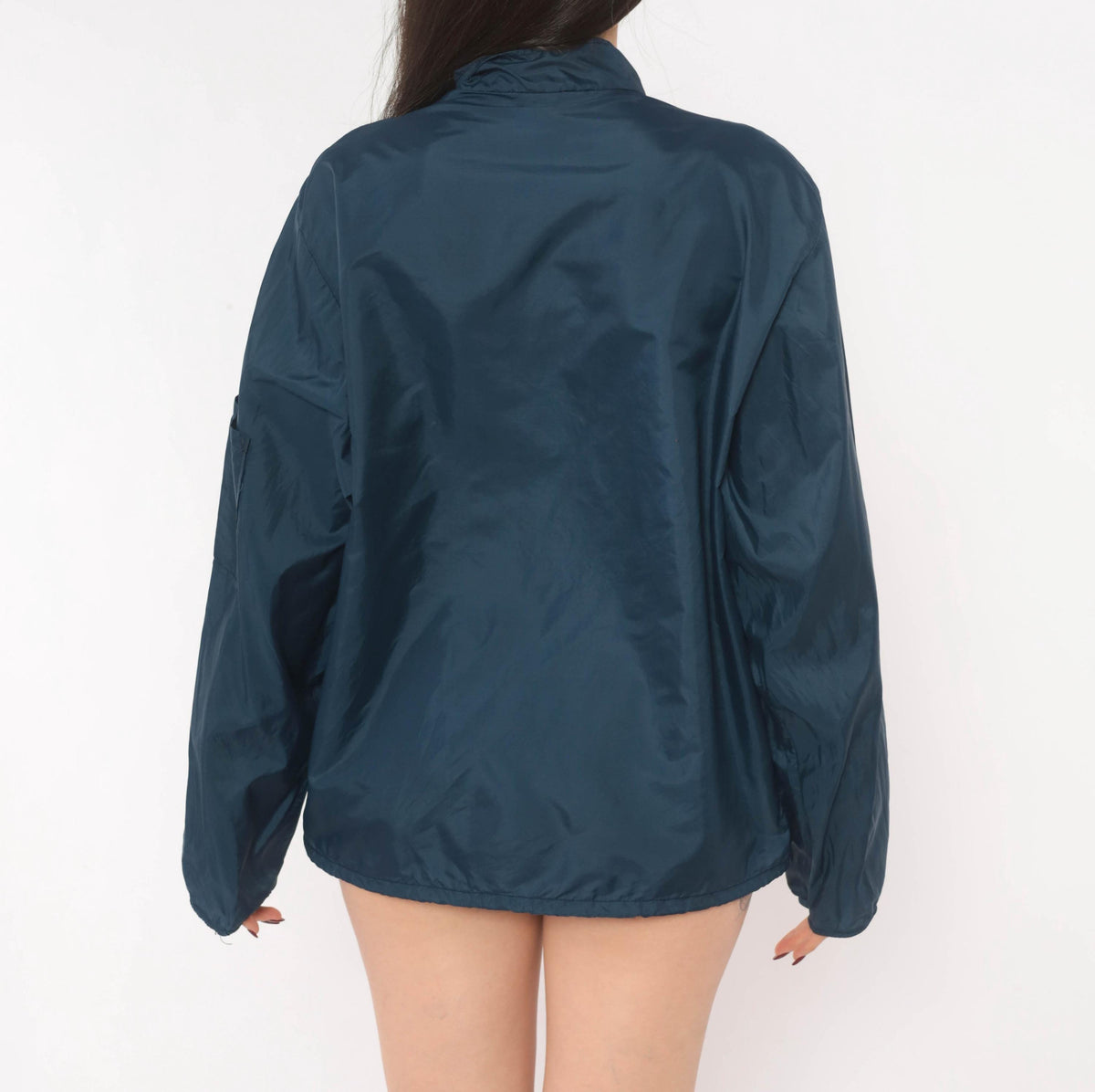 70s Sterling Pro Navy Windbreaker Racing Stripe Zip Jacket Small